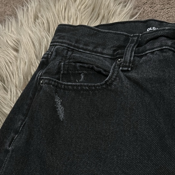 Old Navy Slouchy Straight-2-High Rise-Black-Button Fly-Vintage Wash - Picture 5 of 16